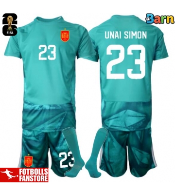 Spanien Unai Simon #23 Målvakt Bortatröja Barn VM 2026 Kortärmad (+ Korta byxor)